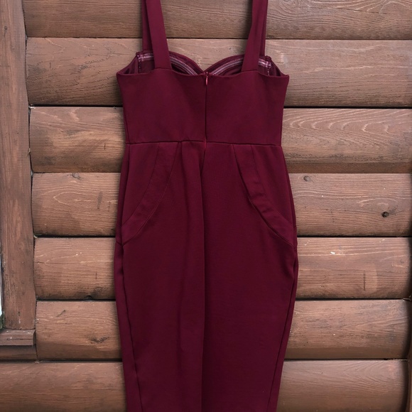 Burgundy Bodycon Dress - Picture 2 of 2